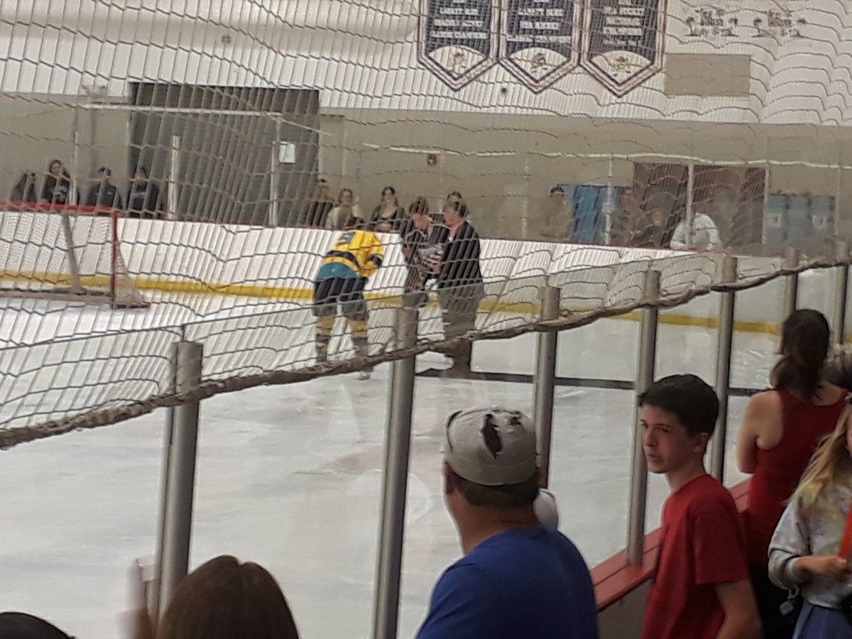 UNCW Chancellor Jose Sartarelli along with his honored wife, drops the ceremonial puck at today's <a href="/UNCWHockey/">UNCW Hockey</a> game vs <a href="/URHockey/">UR Hockey</a>