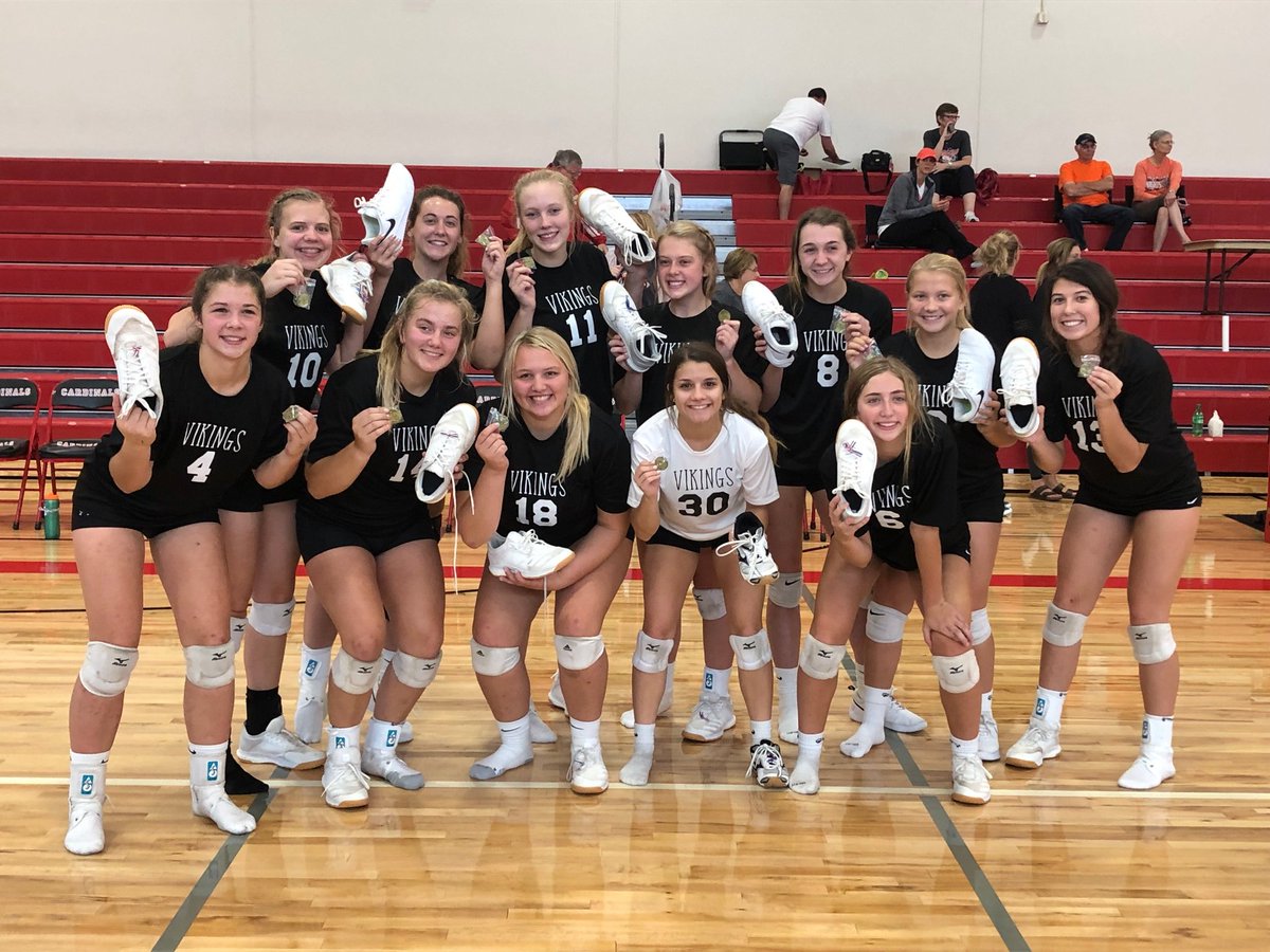 Despite our setter running right out of her shoe, we're <a href="/BC_Cardinals/">Boone Central Cardinals</a> tourney champs!! 25-23, 29-27 over a tough Oakland-Craig squad. Good day of perseverance for the Vikes! #lakeviewvikes #famoverteam