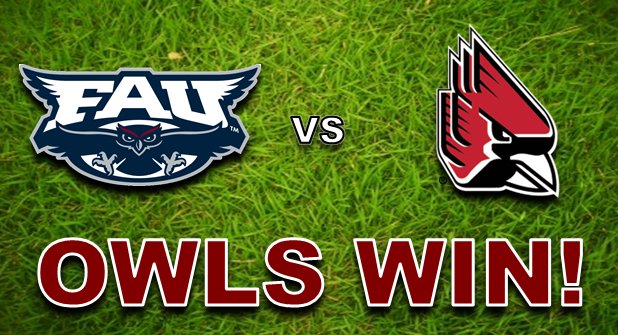 FAU_Owls_Nest's tweet photo. OWLS WIN! OWLS WIN! OWLS WIN!

#FAU (1-2) wins their first out-of-conference road game in six years (2013 @ USF), with a 41-31 THUMPING over #BallState! 

It was worrying at some points, but @Lane_Kiffin's boys GOT IT DONE! 

NEXT: vs. Wagner, 9/21 6 PM. https://t.co/4Y0cyYMB7O