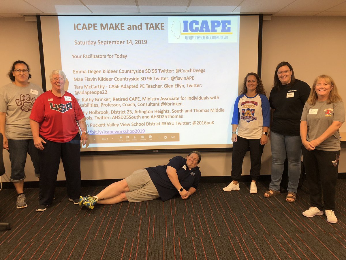 AdaptedPE22's tweet photo. @IAHPERD I am honored to be part of an awesome group of APE Ts from around IL. Thx to #SASED. The 1st #icapemakeandtake was a HUGE success. 👀 wonderful feedback using @getRocketbook laminated posters. @SHAPE_America @CASEDupage #CASEeffect @kbrinker_ @CoachDeegs https://t.co/ad8btni9BT