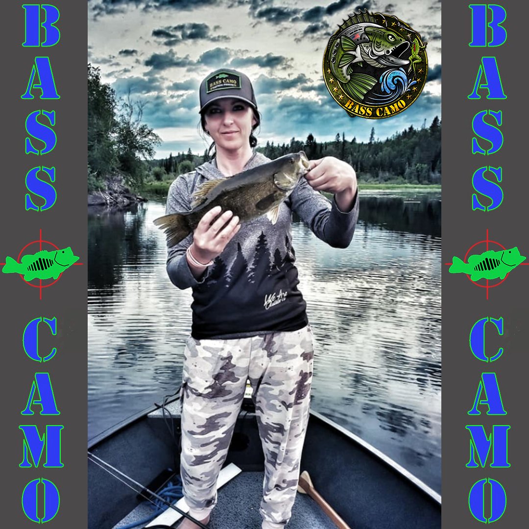 Is that a storm brewing NOOOOOO it's #BASSCAMOnation coming to a #fishing hole near you ! BIG small we share em all ! Thank you Jocelyn for sharing your #BASSCAMO adventures looking good in your BC retro patch hat ! basscamoapparel.com