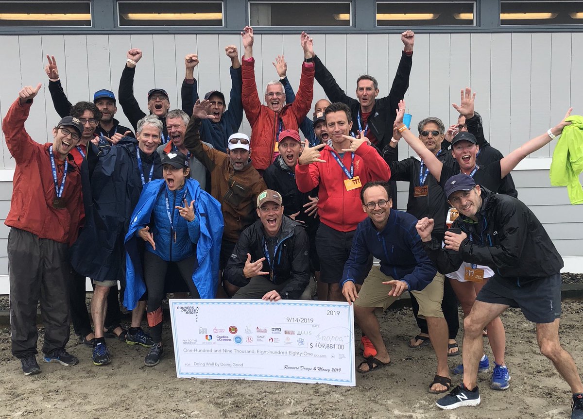 LifeSciVC's tweet photo. Another one in the history books. Team #RunnersDrugsMoney at the finish line earlier this afternoon! https://t.co/KcLnDDTcq8