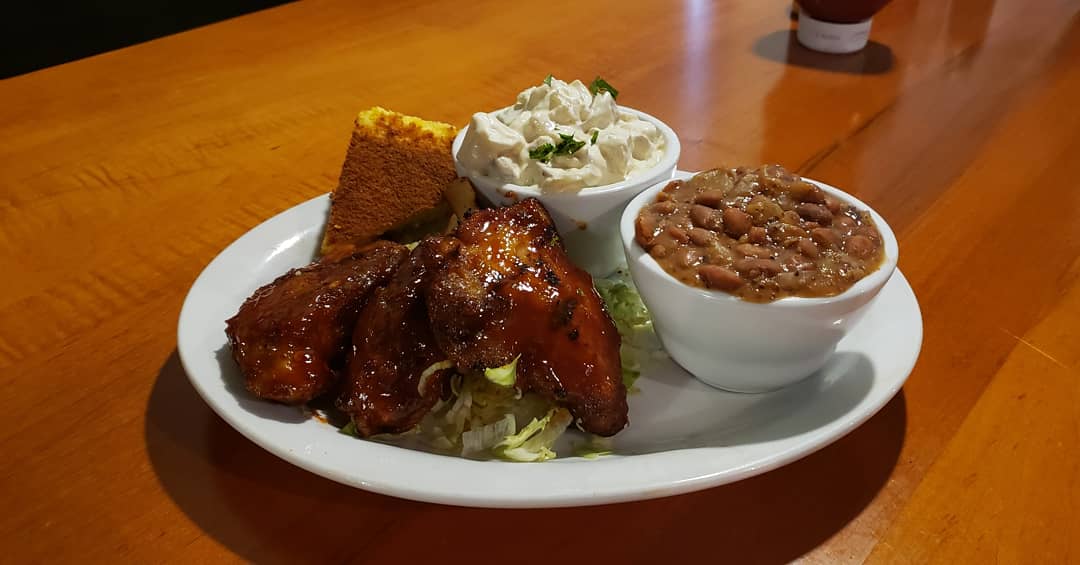 Come check out today's special: 3 spicy BBQ pork shanks with pintos, potato salad, cornbread, and Texas BBQ sauce for $12.99!