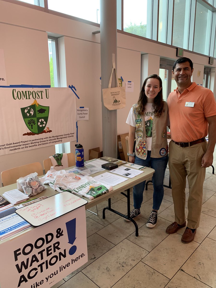 carolinert's tweet photo. Great to connect with so many elected officials this morning at the #ClimateEmergency forum in Silver Spring presenting #CompostU, my @girlscouts #goldaward project. Thanks @TPmobilization and @MoCoFoodCouncil for including me. ππ https://t.co/Ns6VJZn408