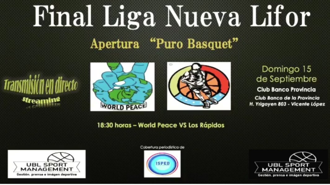 LIFORBASQUET's tweet photo. Este domingo se disputará la final del Torneo Apertura "Puro Básquet". El partido será en Los Rápidos y World Peace, desde las 18,30hs. en @ProvinciaBasket https://t.co/uZfub1dDfg