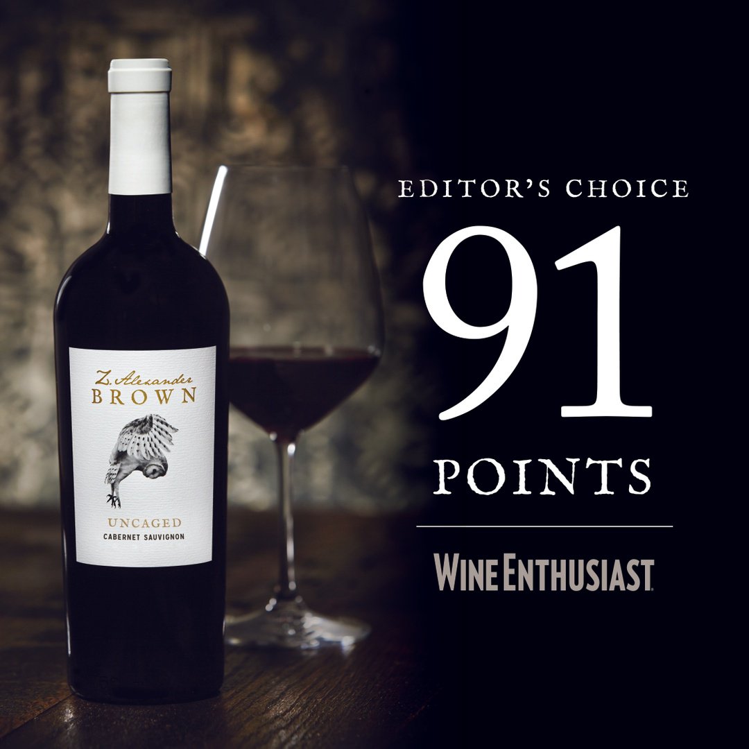 zalexanderbrown's tweet photo. Many thanks to @WineEnthusiast for honoring our Uncaged Cab with 91 points and an Editor's Choice! https://t.co/dQPOnZEat2