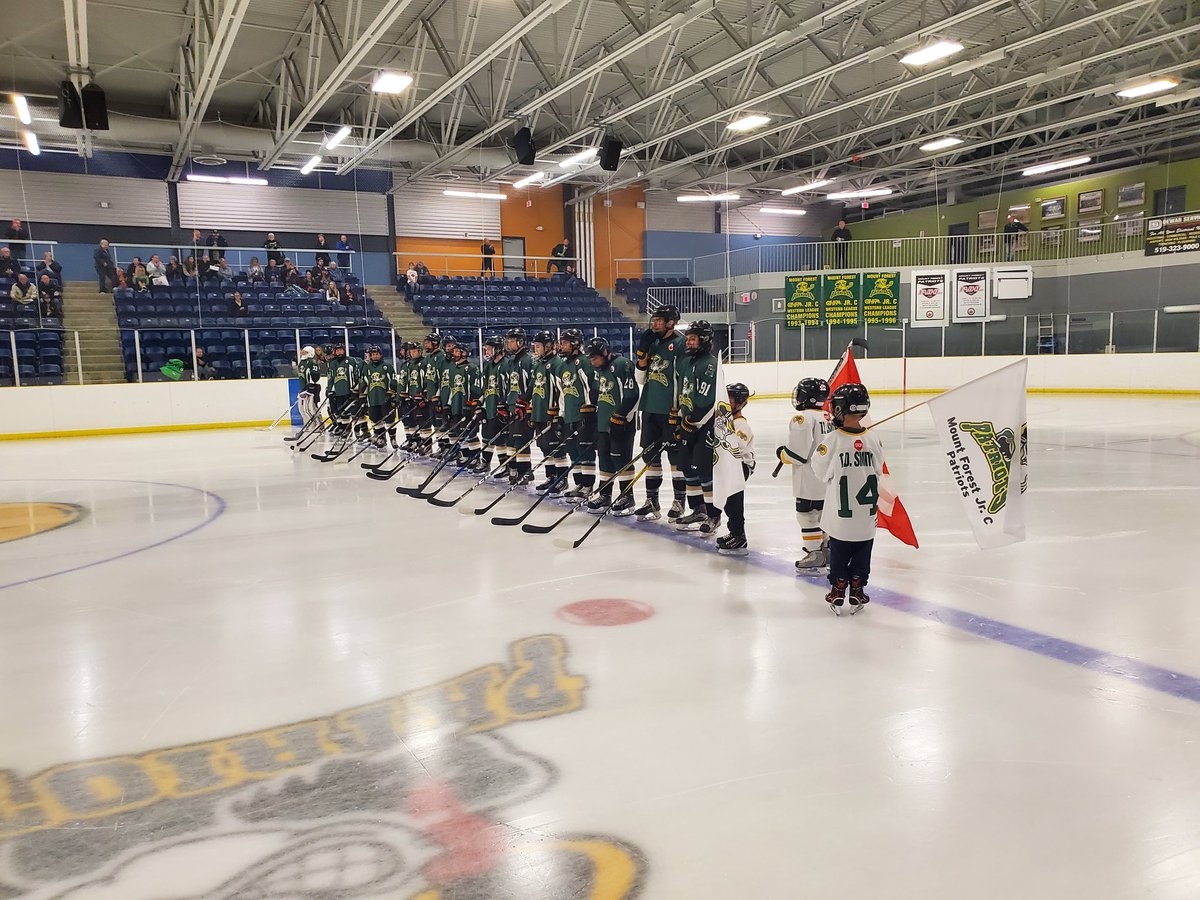 <a href="/MFPatriotsPJHL/">Mount Forest Patriots</a> HOME OPENER is underway! Thx Dylan Brown and <a href="/jack_francis5/">Jack Francis</a> !