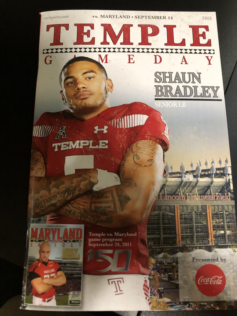 Marc Narducci (@sjnard) on Twitter photo It’s kind of fitting that Shaun Bradley was on the cover of today’s <a href="/Temple_FB/">Temple Football</a> game day program It’s kind of fitting that Shaun Bradley was on the cover of today’s <a href="/Temple_FB/">Temple Football</a> game day program