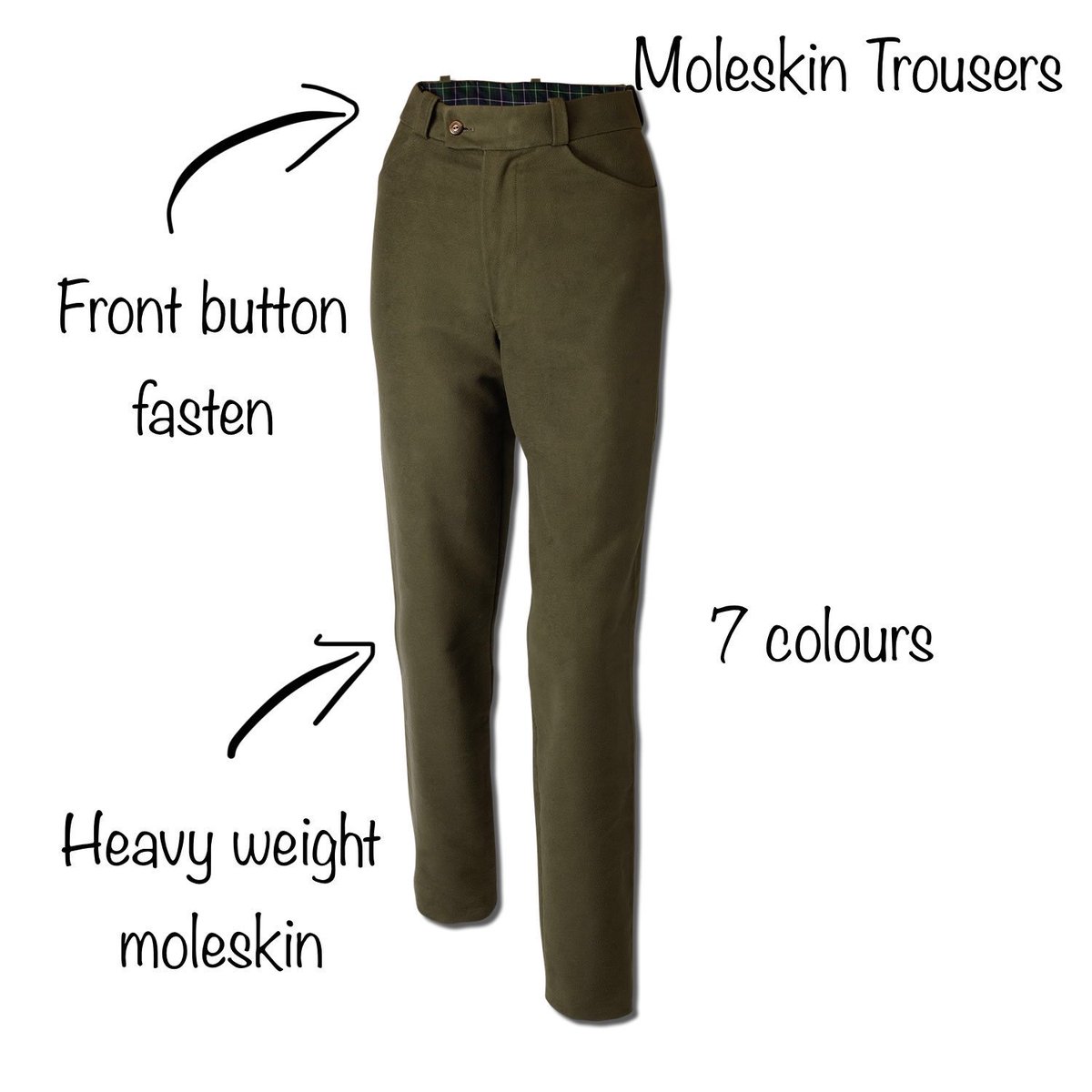 NEW ⭐️⭐️ Moleskin Trousers by S.Entwistle.

> Available in 7 colourways. 
> Front or side button fastening.
> Heavyweight moleskin.
> Made in England. 

bit.ly/2kK17Z5

#trousers #moleskintrousers #ladiesshooting #Sunday #SundayFunday