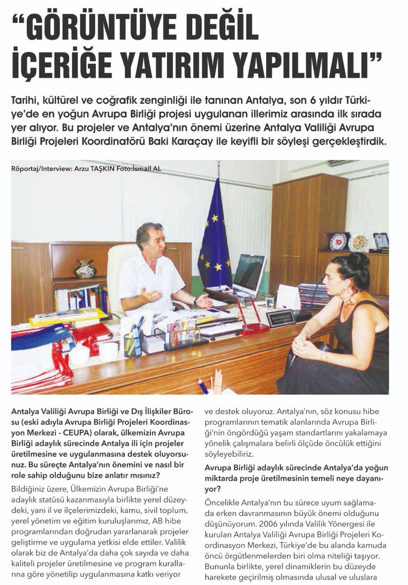 aysecetkin's tweet photo. ADVS üye Dergisi ADVS Harmoni-e Eylül sayısı konuğumuz Antalya Valiliği AB Koordinasyon Merkezi Koordinatörü Sayın Baki Karaçay ile AB Projeleri üzerine söyleşimiz. Dergi temini için 👇🏻 advsmedya@advsturkiye.com @BakiKaracay @AntalyaValilik @AB_Projeleri @ABguncelhaber #antalya https://t.co/5e3rKAmr3t