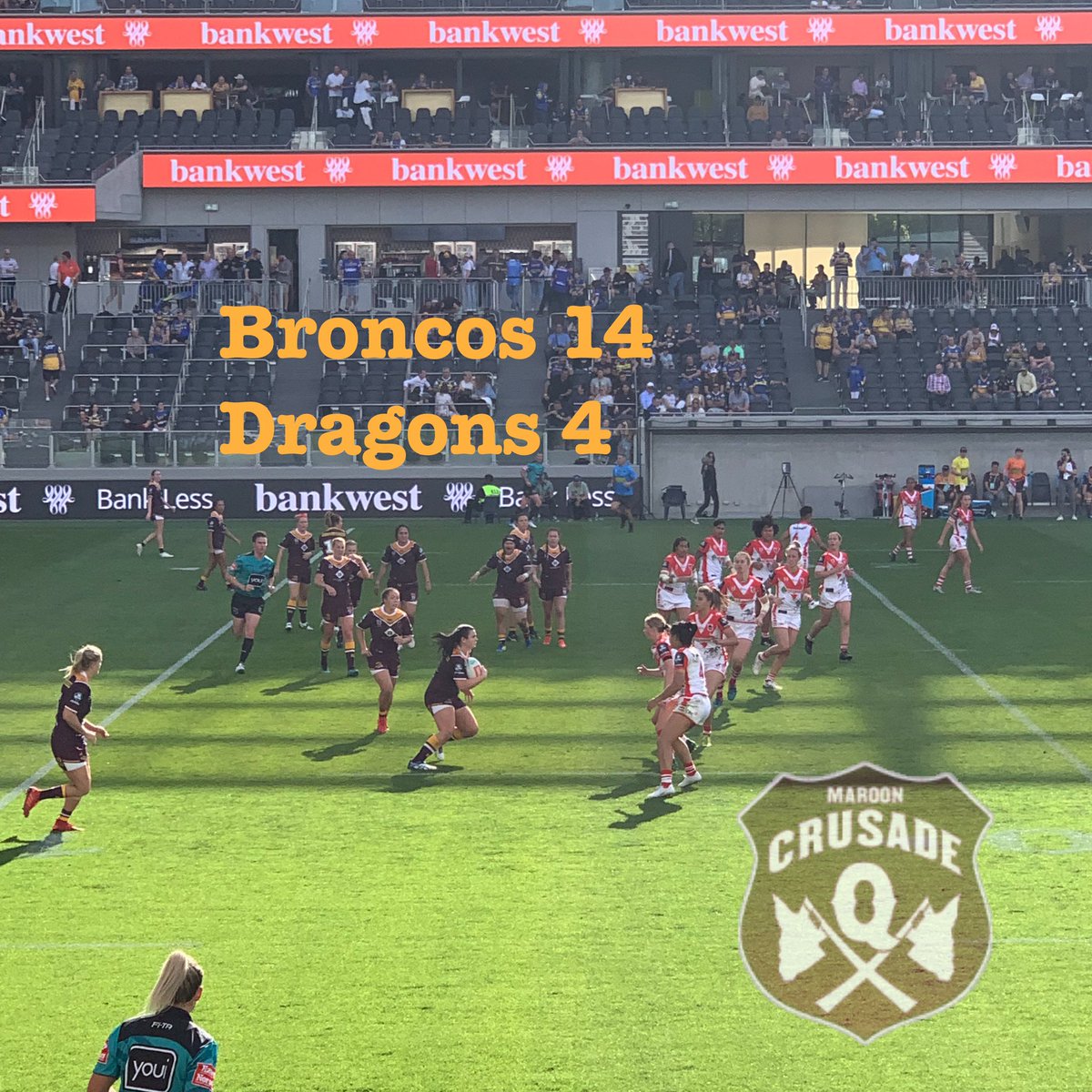 marooncrusade's tweet photo. Well done @brisbanebroncos #nrlwomensrugbyleague #nrlwdragonsbroncos #bronxnation #broncosstable https://t.co/HLiGMsiJ8Q