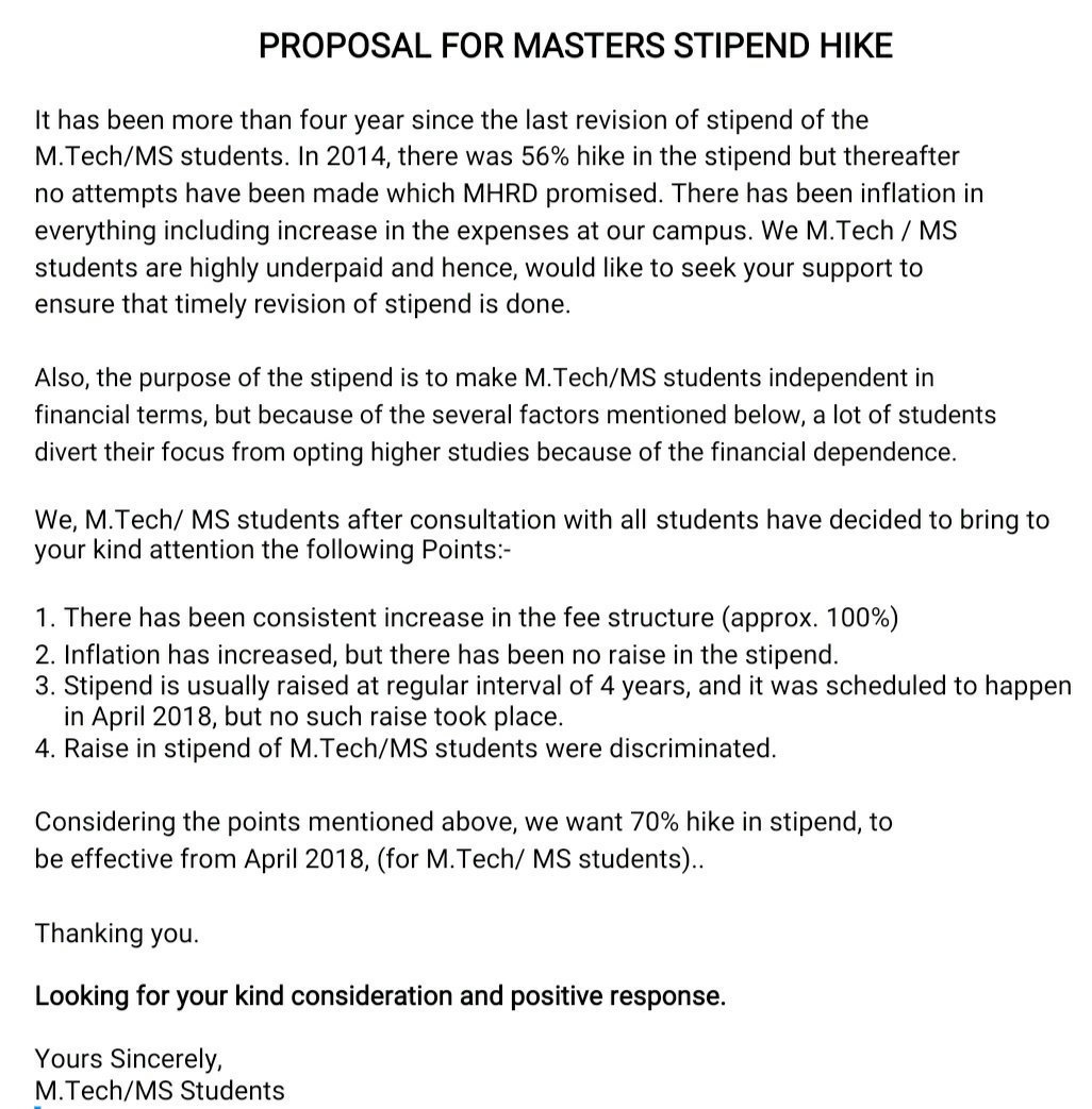 deepesh694's tweet photo. We demand for stipend hike. To make our students independent and can do there best.
#MtechMsStipendhike
 
@HRDMinistry , 
@ndtv , 
@ABPNews, 
@DrRPNishank,
@TheLallantop
@PMOIndia https://t.co/buhULh2oW5