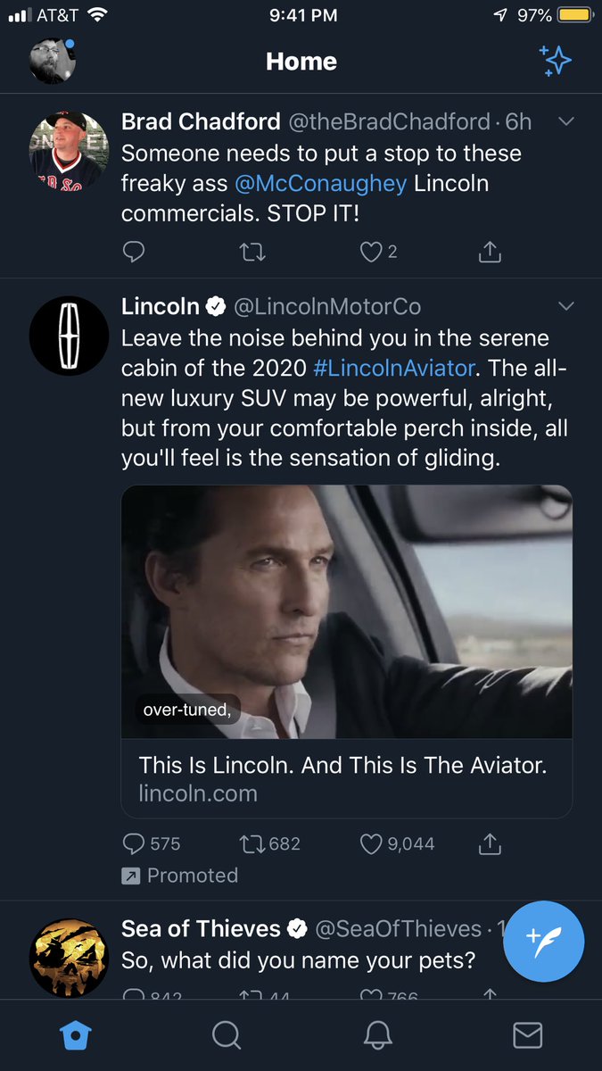 ShawnSchaffer's tweet photo. @theBradChadford @McConaughey Big Brother is listening.....directly under your post in my feed....is one of those ads.... https://t.co/gK24QHiohC