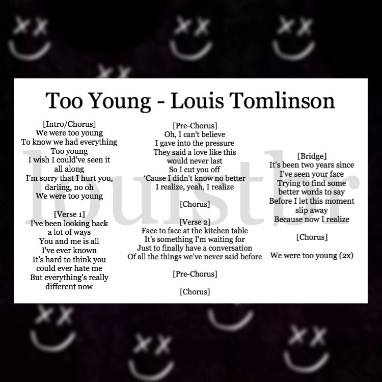 Louis Tomlinson Brasil on X: Letra e tradução de Too Young. https