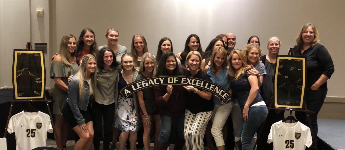 OaklandWSOC's tweet photo. First group of alumni to sign our legacy wall panels. A great evening honoring the legacy of our program. #25YearLegacy #PastFuturePresent #OaklandWSOC #BPE #WEARtheBEAR https://t.co/hivLLPxfOd