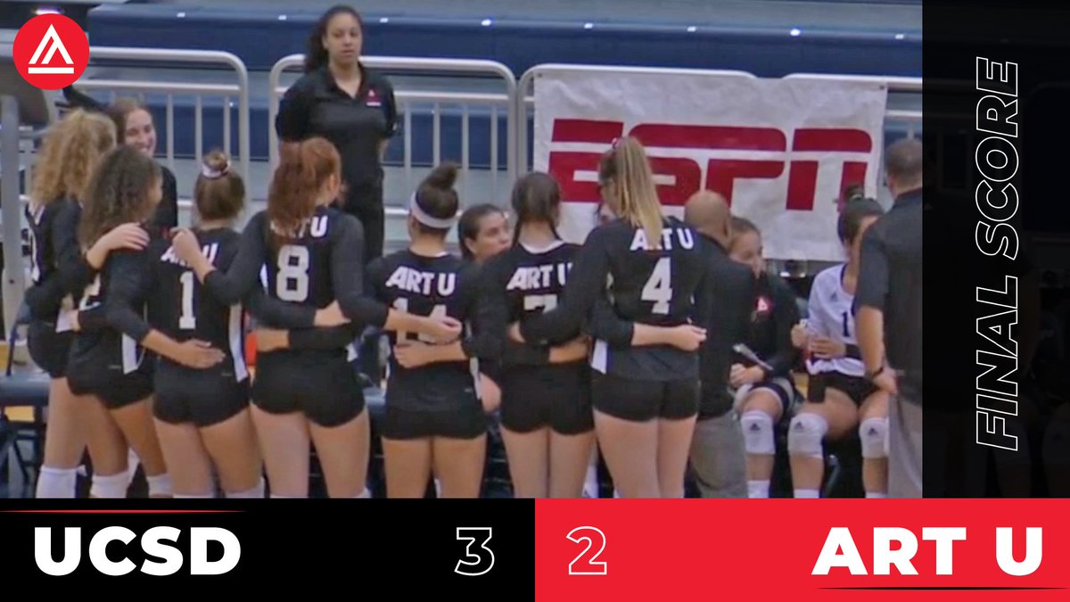 ARTU_Knights's tweet photo. Playing with confidence and energy throughout the day, #ARTU Volleyball triumphed over Montana State Billings in another comeback victory then, in a match that aired on #ESPN3, the #UrbanKnights very nearly upset #D2VBShowcase host UC San Diego. #PacWestVB #ArtSchool https://t.co/GwU4lcTaks