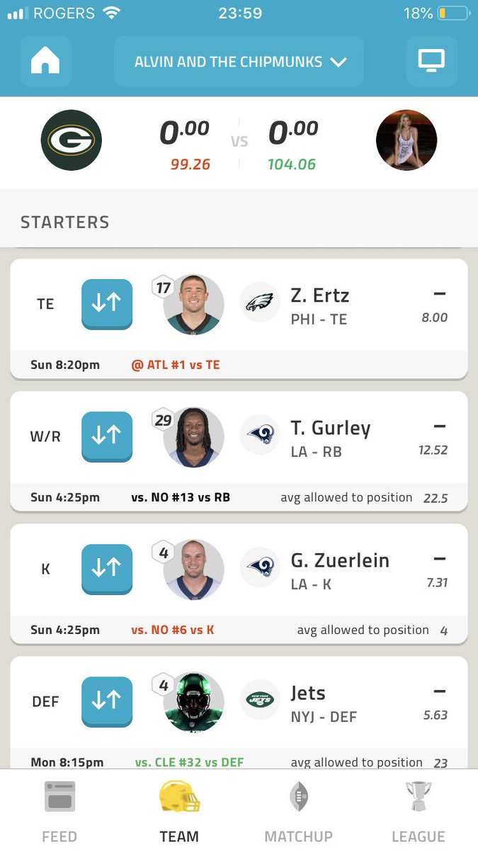 Daunais10's tweet photo. #FixMyFlex @NFLFantasy Michael Gallup or Tyrell Williams in a non-PPR ?? Can’t wait for your help here ! https://t.co/pXQWQluolA