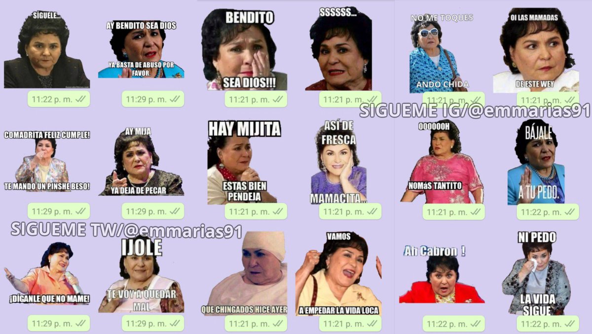 emmarias24's tweet photo. Los Stickers de "Carmelita Salinas" fueron ganadores de la encuesta, para obtenerlos solo tienes que dar RT, FAV y Activar las notificaciones así de fácil y sencillo. 😋👌
#Stickers #CarmenSalinas #BuenSabado #MundoSticker #WhatsApp #whatsappgroup @CarmenSalinasLo https://t.co/xzvWQ1a79A