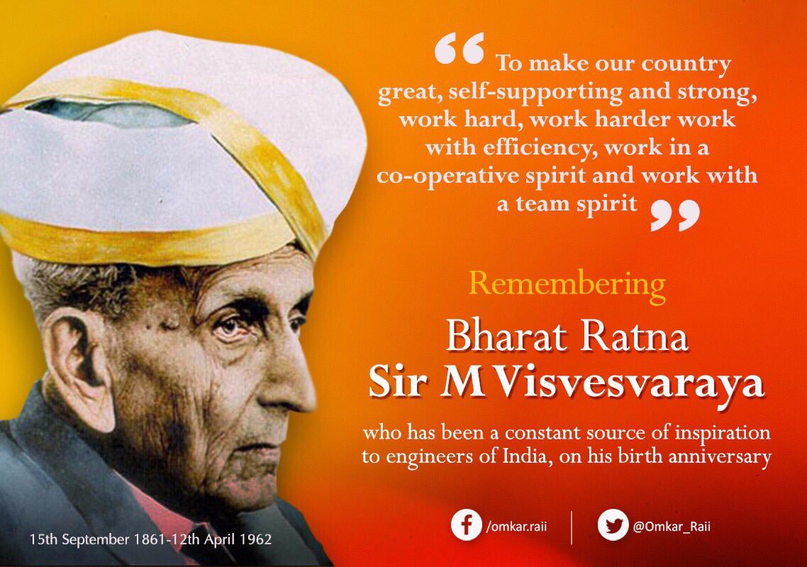 Dr. Omkar Rai on X: "Remembering #BharatRatna Sir M Visvesvaraya, one of the pioneering architects of modern India's engineering feats, on his birth anniversary. #EngineersDay" / X