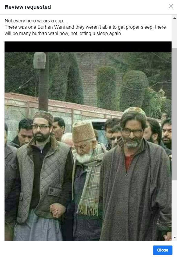inform_farhan's tweet photo. See How #Facebook is supporting #Endya for #Kashmir. Removed my post because I praised #BurhanWani and #Kashmir #Voice. #illegal #India #Terrorism #Genocide
#Muslims #ModiKillingKashmiris https://t.co/I6C9Rd4nUx