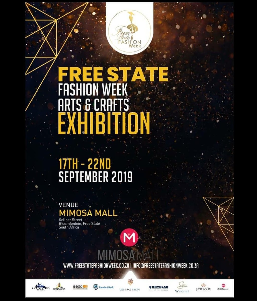NthatoMusa's tweet photo. Come one, come all!
Arts &amp; Crafts exhibition by @fsfashionweek at @mimosamall.

#FSFW19 #MimosaMallYourMall #SunWindmill #JCleRoux #Fashion #Art #Creatives https://t.co/BG2dTwHsvZ