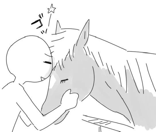 今日、馬と念願のデコドンをすることができたの最高だった 