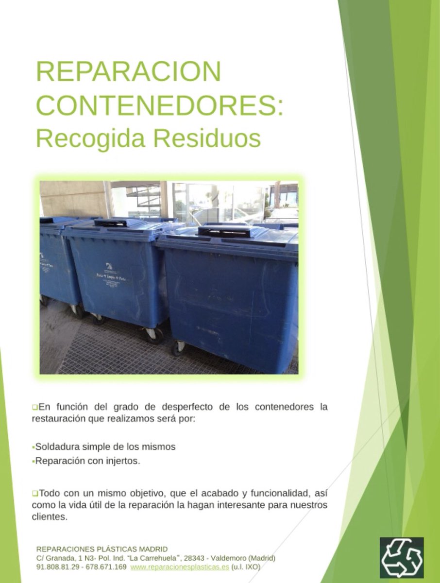 ReparaPlasticos's tweet photo. Os presentamos nuestro catálogo de Reparaciones Plásticas. Reparamos toda clase de plásticos. https://t.co/gRr76t0RXh - 91.808.81.29 (u.l. IXO)  #emisonesCO2 #MedioAmbiente #reparacionesplasticas https://t.co/lQRb1OogOf