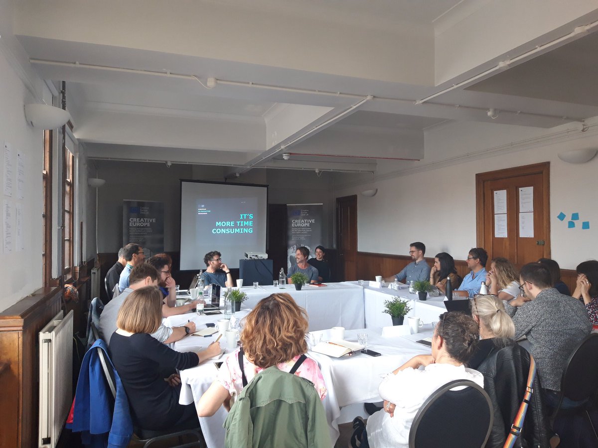 CEDUK_MEDIA's tweet photo. #EuropeanCoProductionWeekender day 2 and we're debunking myths with Sam Haillay @ThirdFilms and Connor Barry @SavageProd https://t.co/ZIIdH60Clx
