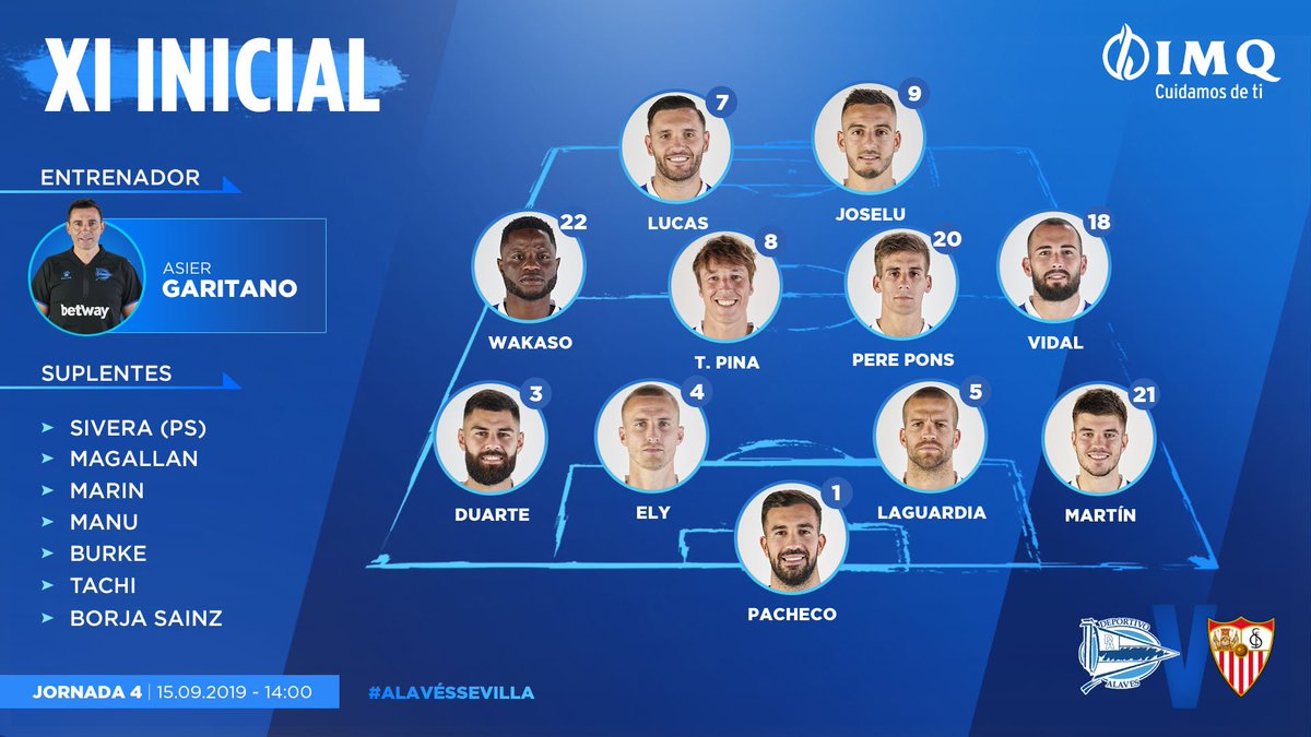 Alaves's tweet photo. 👥 Aquí está nuestro ONCE INICIAL 👥

#AlavésSevilla #GoazenGlorioso 🔵⚪️🔵 https://t.co/JIg4H1TObV