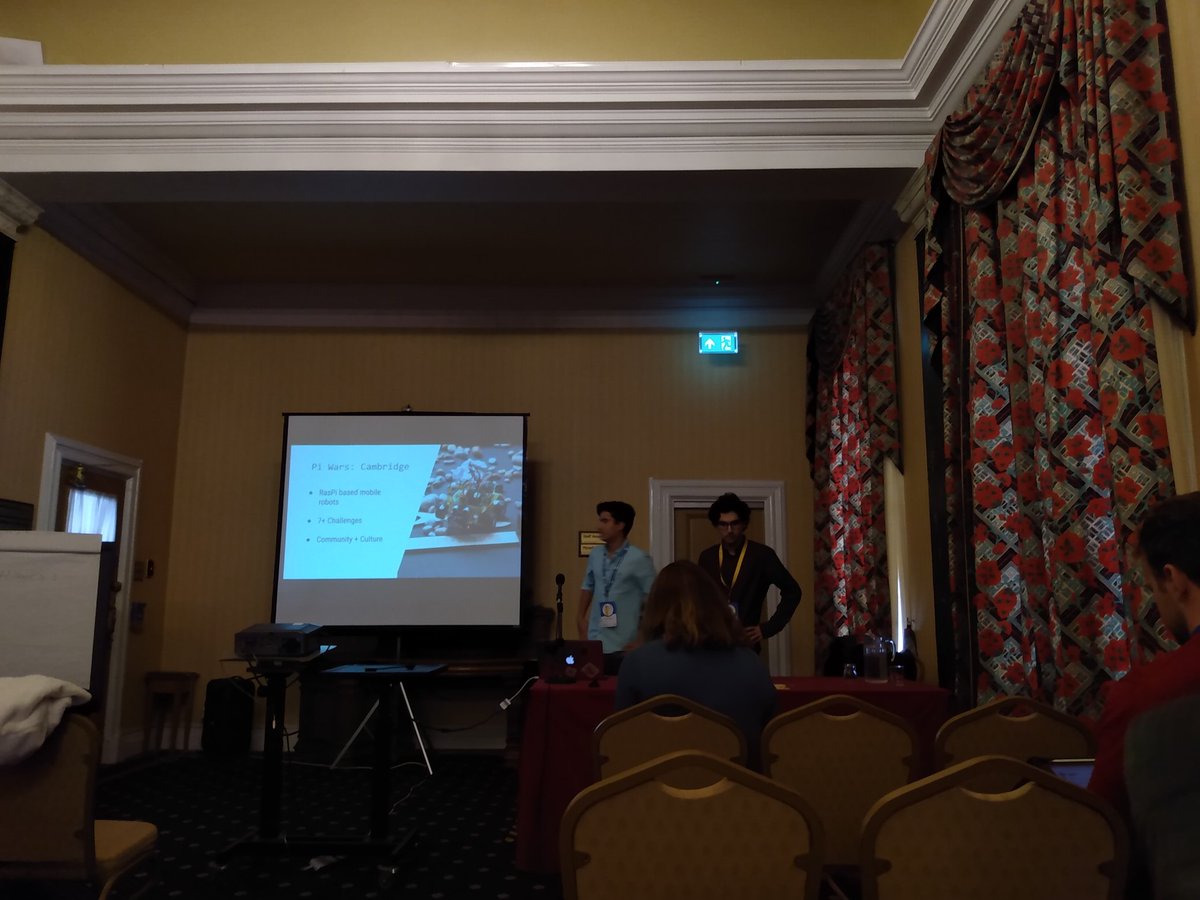 martinohanlon's tweet image. I'm watching a truly impressive team who brought PiWars to Turkey at #pyconuk. 

They hosted workshops on building robots, provided software libraries to simplify and ran an event for 18 teams.

They are talking about how to motivate, support and teach new coders.