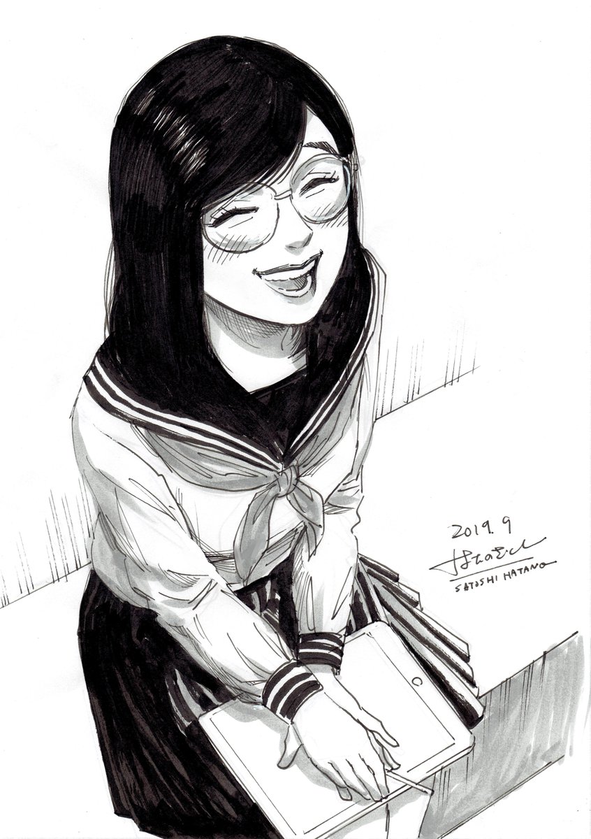 はたのさとしsatoshi Hatano ナニワめし暮らし 電子書籍配信中 Pa Twitter ちょっと 描いてるの見んとってよお 女の子 Girl ミリペン ふでペン Drawing Draw Cartoon Comicstory イラスト モノクロイラスト Illustlation Illust ドローイング Art
