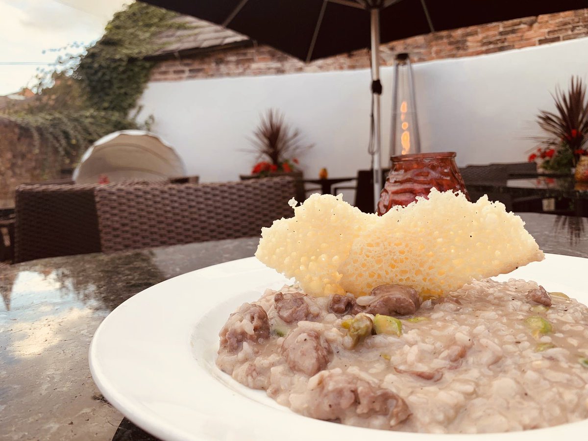 Risotto with Italian sausage, asparagus and red wine. Wonderfully delicious. #Italianfood #Italianrestaurantchester #ILoveItaly #Sundaytreat #Lazyday #Chillout