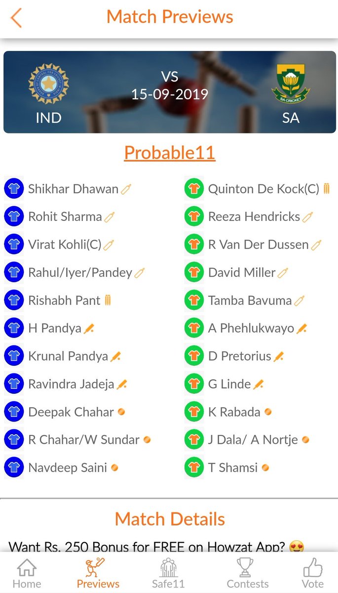 Probable_11's tweet photo. India vs South  Africa T20 Match Info Available on PROBABLE11 App. #IndvSA #IndvsSA

Download Link: https://t.co/10BWj0X5Jb

DOWNLOAD the App Now for 

FREE Dream11 TEAMS,
Player Stats,
Fantasy Tips,
Squad Updates
Pitch Reports

#Dream11 #Dream11Tips https://t.co/hXoeSJjDlA