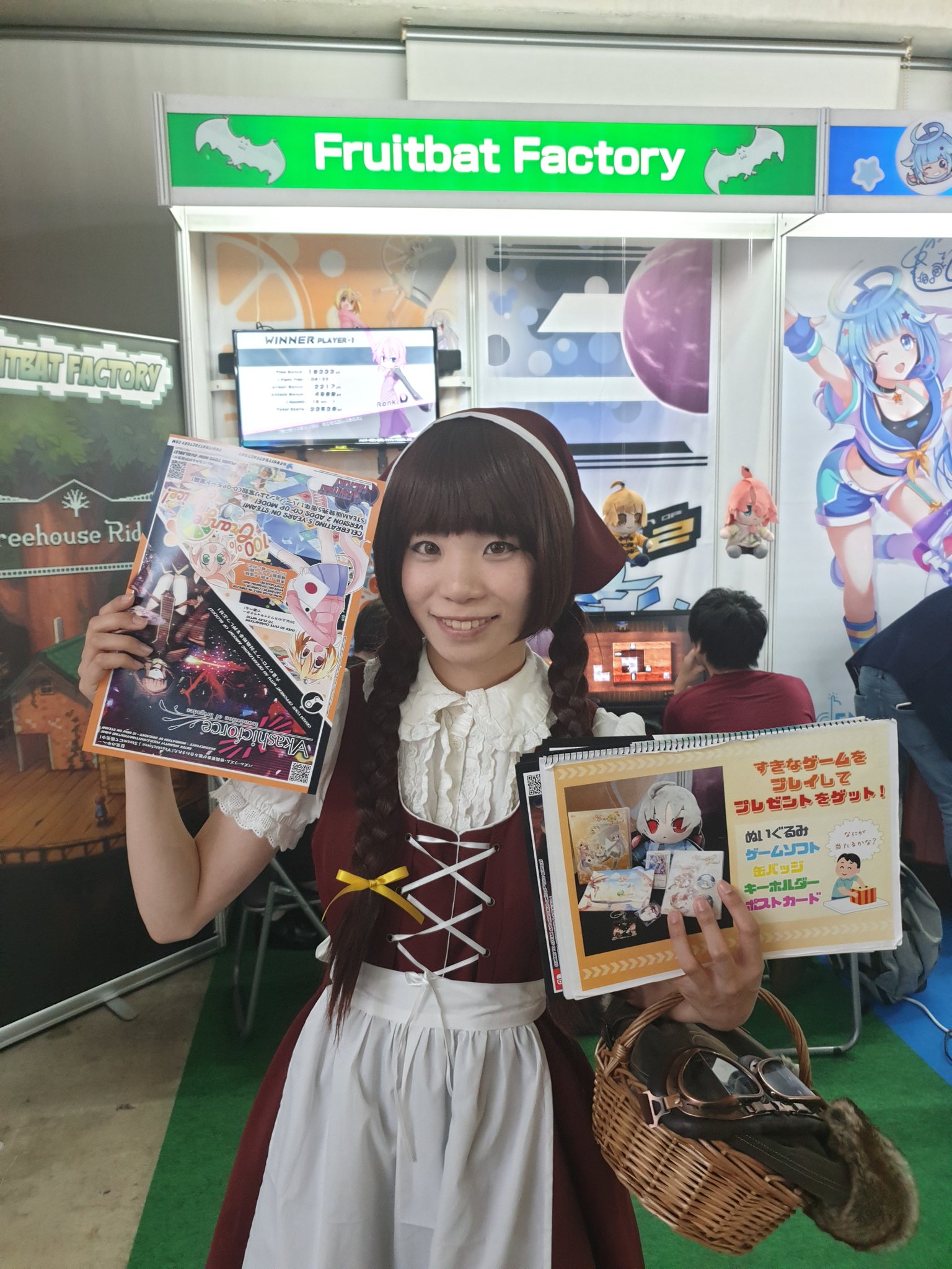 Fruitbat Factory Twitter પર Our Tgs19 Booth Is Open For One More Hour Hiyamizu Yuuka The Voice Of Redacted In 100 Orange Juice Is Waiting To Welcome You In A Cute