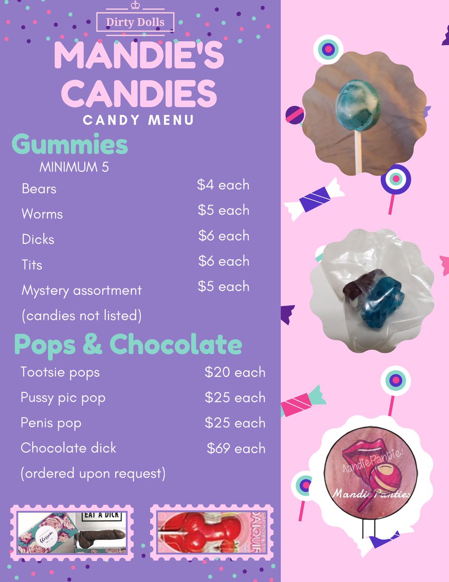 MandieGraphics's tweet photo. New menu I made for my candies! DM me for a menu of your own!!! #pantyfetish #usedpanties #wetpussy #creampie #pantyseller https://t.co/ZN3iWJF9Gi