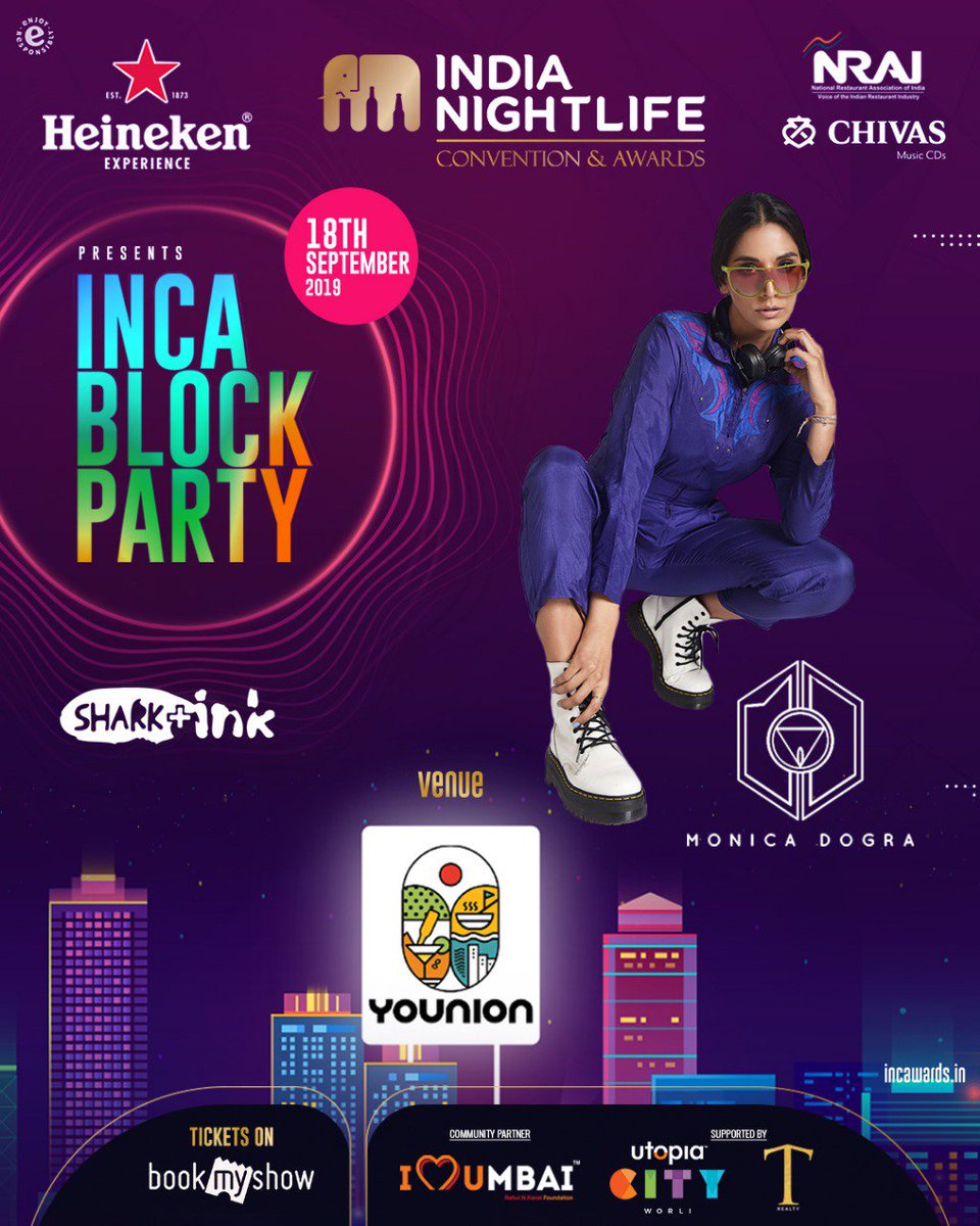 INCAwardsdotin's tweet photo. A night with Nino Brown , @MonicaSDogra and @abhishekdwan is going to be a blast! Showcase by @SharkAndInk . Are we gonna see you at Younion?
.
Head to the link in our bio to book your tickets now.
.
#INCABlockParty #Nightlife https://t.co/aT8RQWPy58