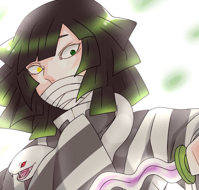 垢移行しますバナナさんがTwitterに投稿した伊黒小芭内(鬼滅の刃)のイラスト。