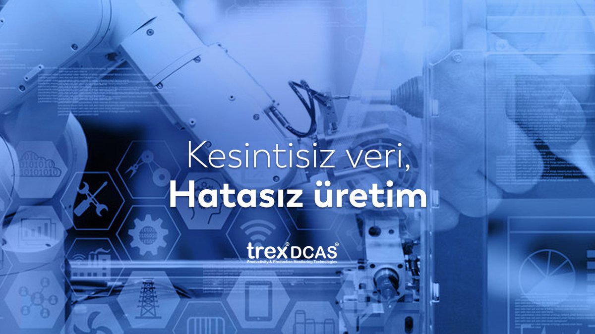 trexDCAS Üretim Takip Sistemleri, üretim aşamasında oluşan tüm veriyi otomatik olarak toplayarak zamandan tasarruf ederken topladığı veriler ile sizin yerinize kararlar vererek hatasız bir üretim süreci sunar.
trex.com.tr

#IIoT #akıllıfabrika #endüstri40 #sanayi40