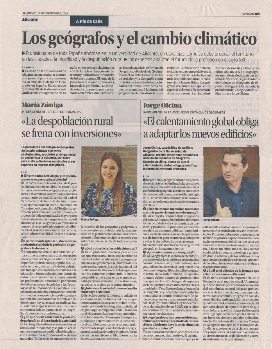 la #geografía es una profesión que soluciona los problemas del presente y planifica el futuro de la #sociedad y del #territorio <a href="/colegeografos/">Colegio de Geografos</a> <a href="/AGE_Oficial/">Asociación Española de Geografía</a> <a href="/UA_Universidad/">Universidad de Alicante UA</a> <a href="/UA_Universitat/">Universitat Alacant</a> <a href="/LletresUA/">LletresUA</a>