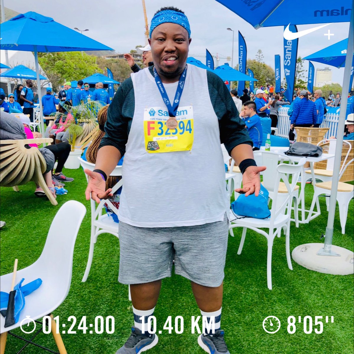 iamKabo's tweet photo. And I did my personal best ππ½ππ½ππ½ππ½ wooooooow!!! I am really proud of myself... A big thank you to β¦@botswanalifebwβ© #SanlamMarathon2019 #ClassicRun2019 https://t.co/Phmf4vUqUE