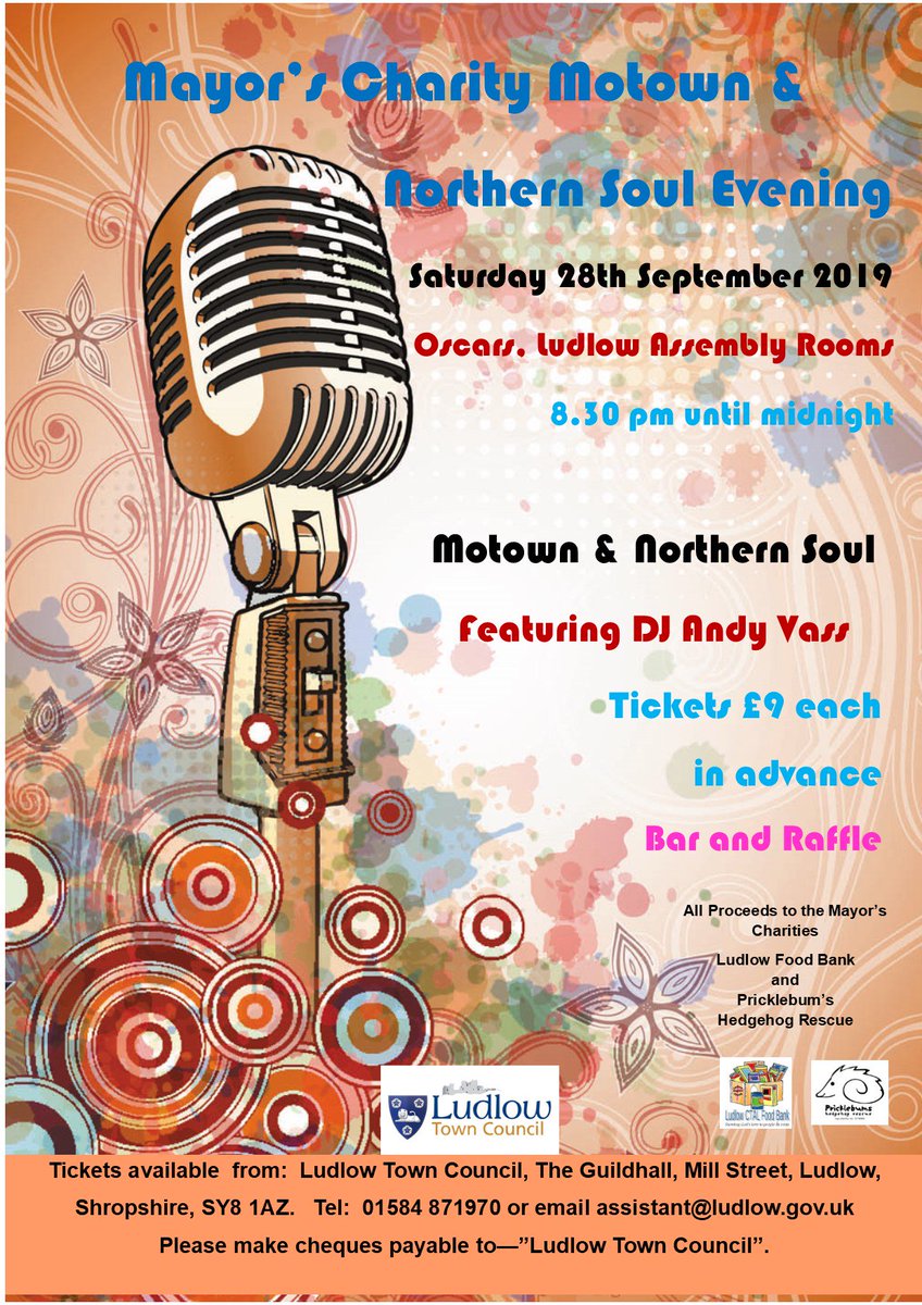 Please support and re tweet this poster for my Chariy Disco on 29 September in Oscars in aid of Prickle Bums (Hedgehog Rescue) and Ludlow Food Bank.  We need to raise as much as we can for these great causes.