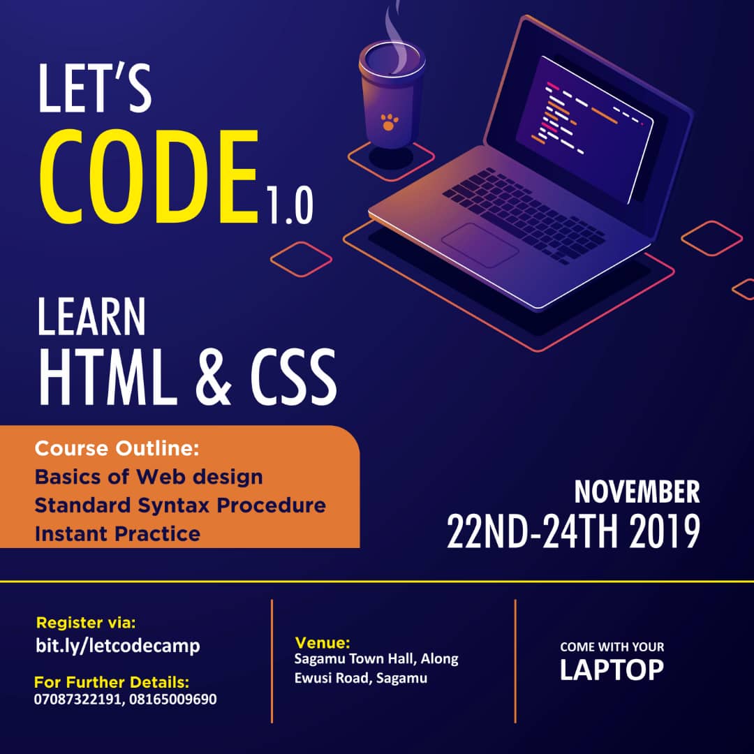 LetsCode4's tweet photo. All the way to shagam if you want to start a career in web development. @abbey__solomon @tomiiide @NeoIghodaro @unicodeveloper @MOluwole #letscode https://t.co/2ZHdC57xt0