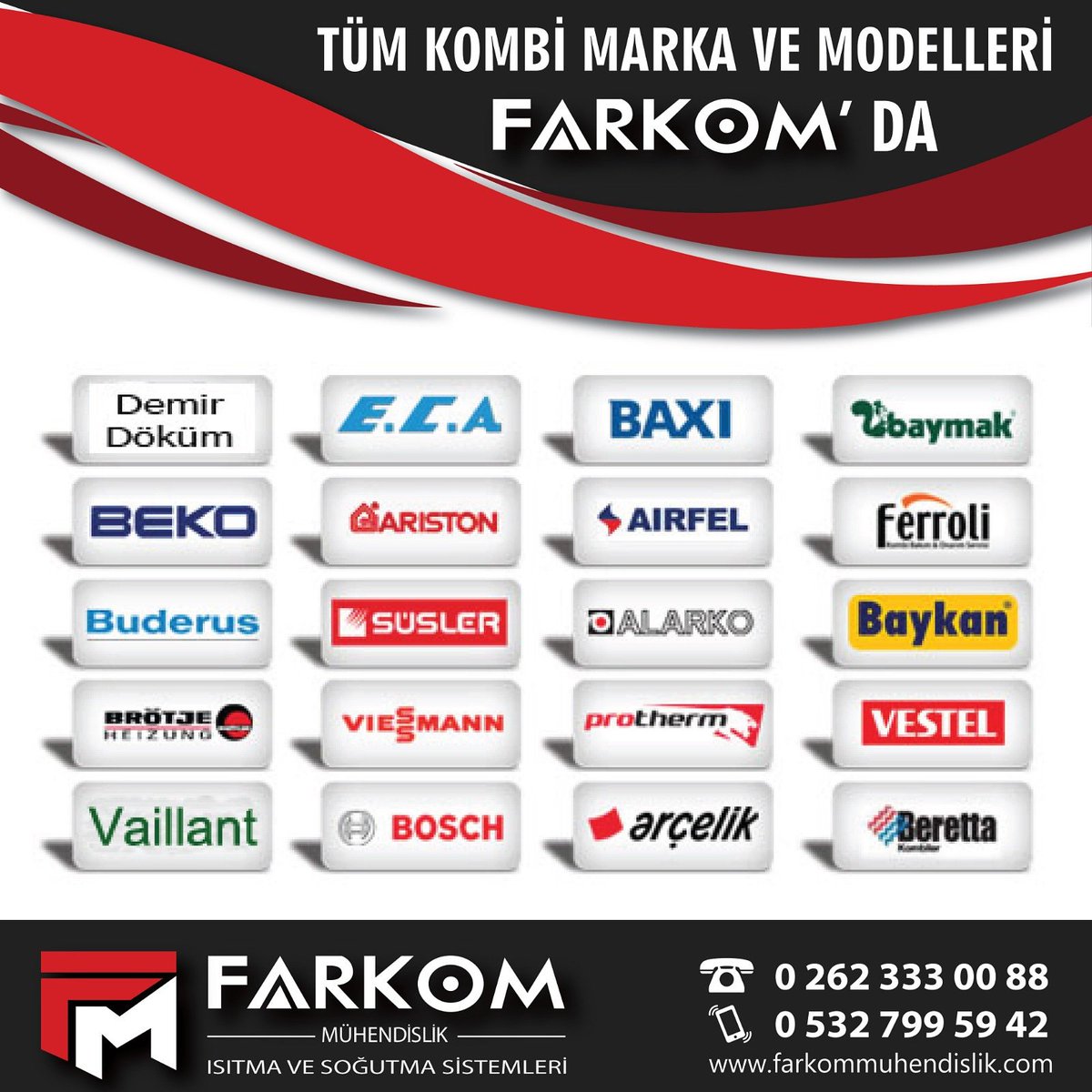 Aradığınız tüm marka ve modeller için "Farkom Mühendislik"..
farkommuhendislik.com

.
.
#kocaeli #izmit #kombi #klima #ısıtmasistemleri #soğutmasistemleri #farkom #farkommuhendislik #garanti #dogalgaz #doğalgaz #merkezisistem #brülör #kazan #servis #bakım #yedek #şofben #tamir