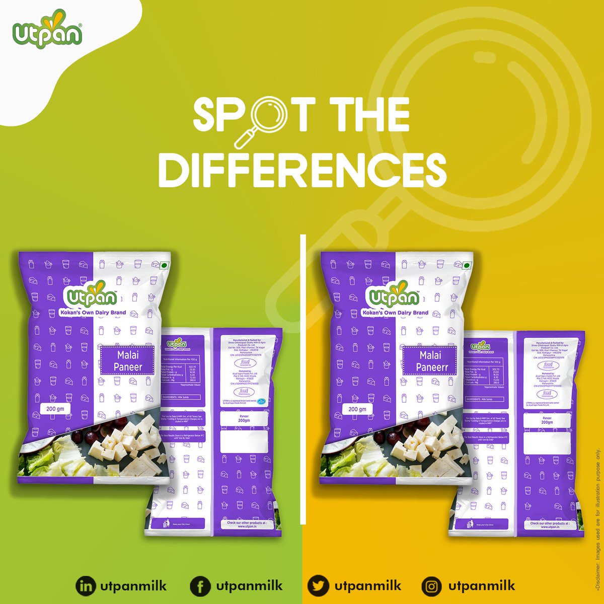 UtpanMilk's tweet photo. How many of you can figure out the differences between the two? 😜

Calling out all those enthusiasts who possess an eye for detail 🤗

#utpanmilk #spotthedifference #kokan #paneer #milk #milkproducts #utpan #dairy #agritech #directtohome #kokandairy https://t.co/Mq01kr7eCh