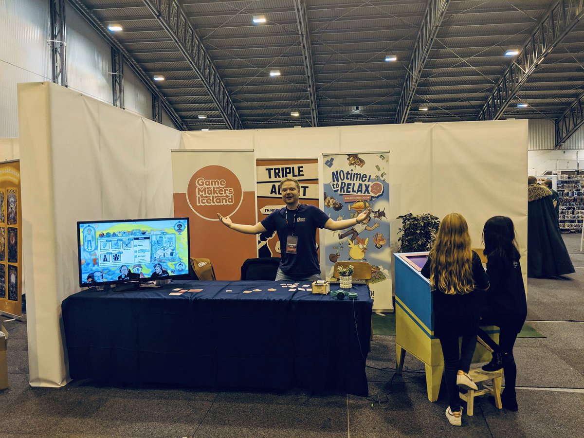 gamemakersis's tweet photo. We are back at #Midgard2019 all day today! The expo floor is open 11-19. Come by our booth to chat about games & starting at 14:30, Teatime Games will be here to demo their newest game that is currently in development - make sure to swing by! #gamedeviceland #midgardconvention https://t.co/DOH5Rjkdui
