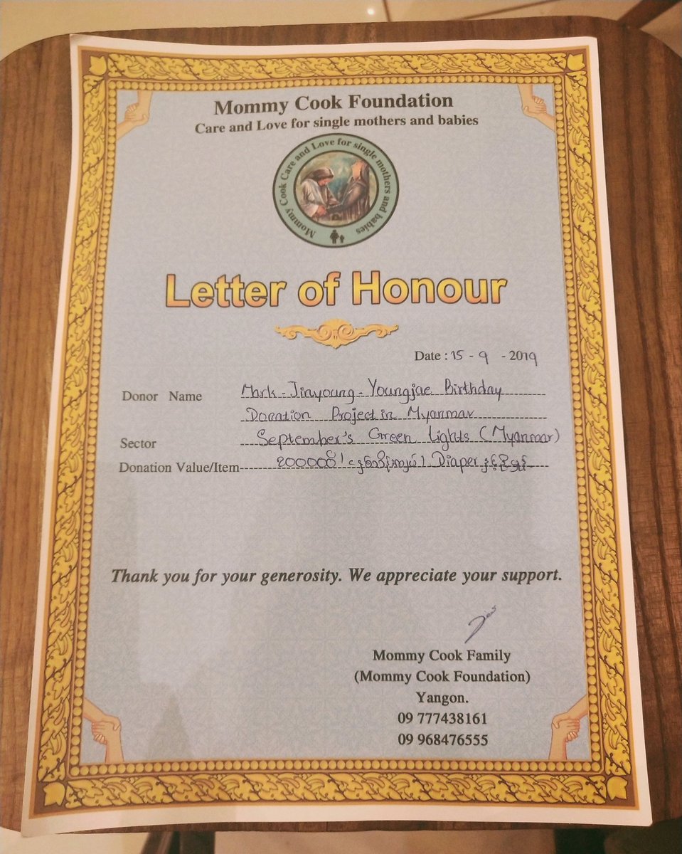 GOT7ProjectsMm's tweet photo. Today we made our First Donation Project "September's Green Lights" for Mark, Jinyoung &amp; Youngjae at "Mommy Cook Foundation " Care and Love for single mothers and babies.

@GOT7Official @mtuan93 @GOTYJ_Ars_Vita 
#GOT7 #Mark #Jinyoung #Youngjae
#September_s__Green__Lights https://t.co/eXS1kc6arW