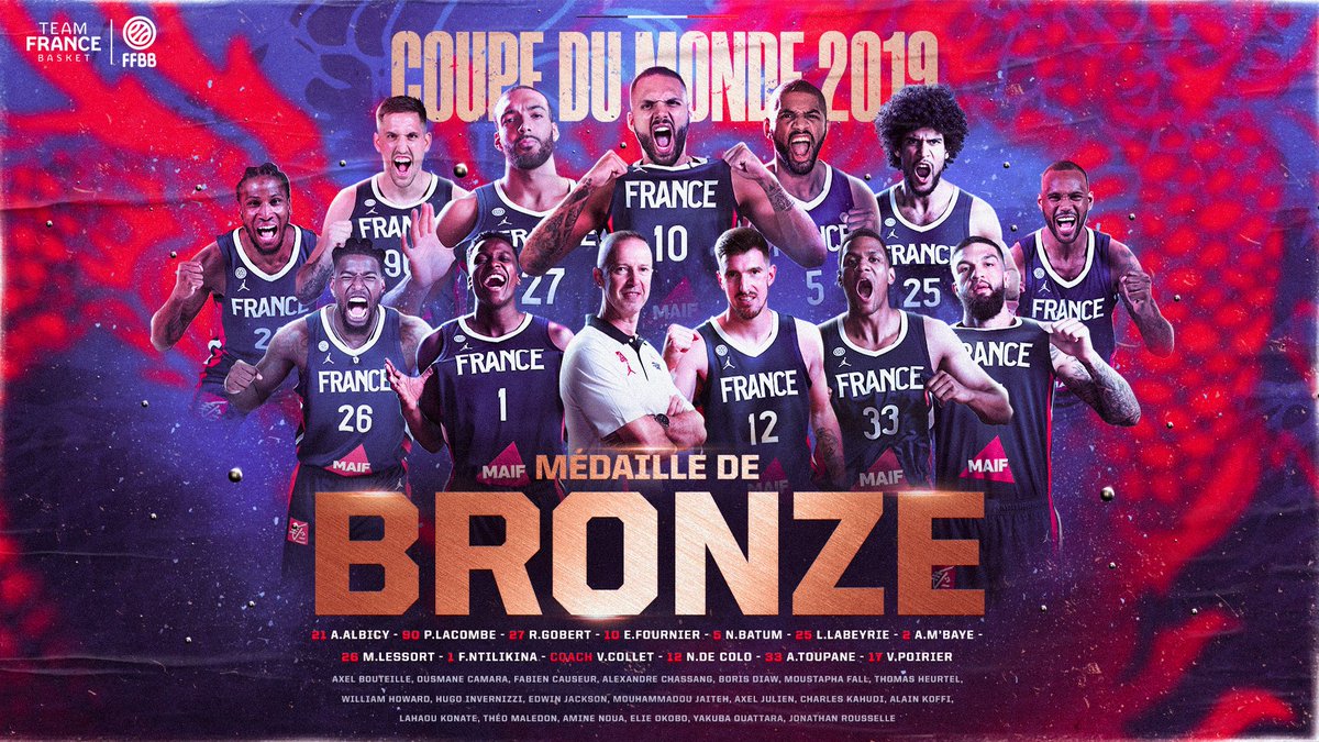 FRABasketball's tweet image. 🥉🥉 LES BLEUS 🇫🇷 EN BRONZE 🥉🥉
BRAVO ET MERCI ! ❤
#FRAAUS #FIBAWC #TeamFranceBasket