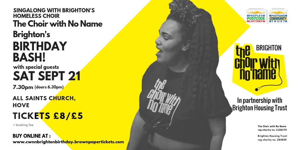 ChoirwithNoName's tweet photo. Brighton #MusicFans! We'v e got just the ticket for you! Join our #BrightonChoir w/ @BHT_Sussex next Saturday for their 1st Birthday #Gig! ๐๏ธ https://t.co/0m1rItQ87x ๐๏ธ
#BrightonChoir #Choir #BrightonGig #ThingstodoinBrighton #BrightonEvent #homlesschoir #homelessness https://t.co/3DYC1UugCZ