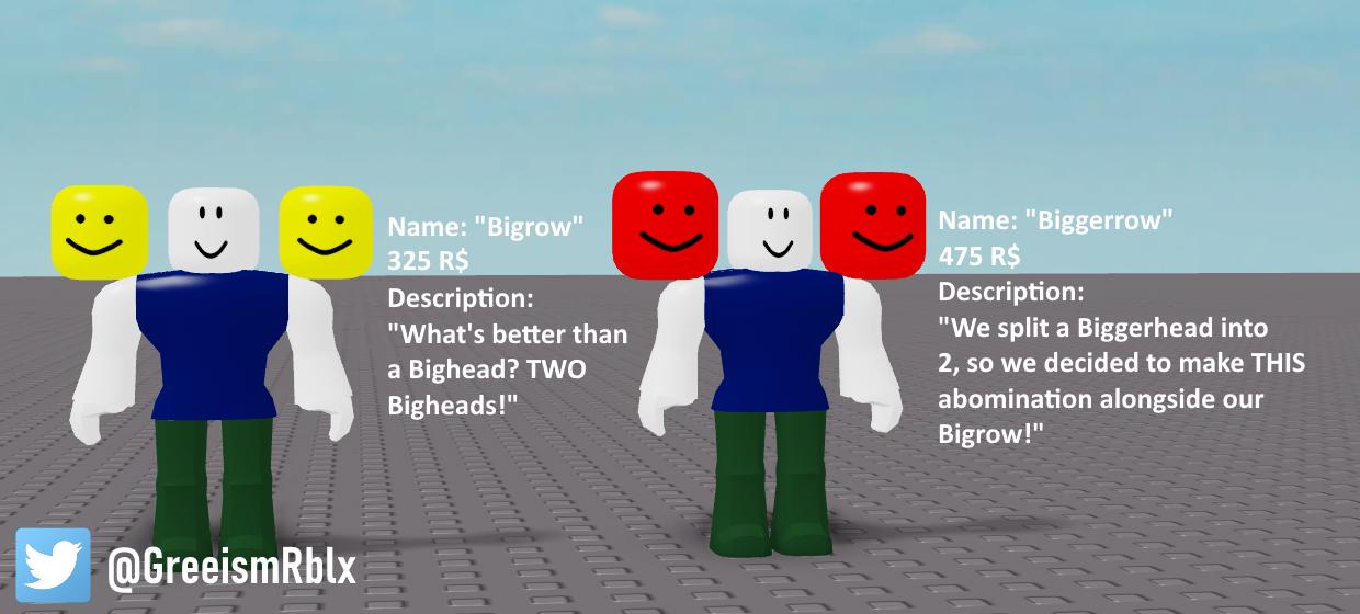 Greeism On Twitter More Robloxugc Hat Concepts Today S Concepts Include Some Roblox Lapel Pins Front Accessory Bighead Themed Hats And A Broom Back Accessory Roblox Robloxdev Https T Co Qzc9ciwuor - blue bighead he very big roblox