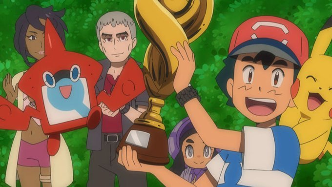 gvilli's tweet photo. Se tardó 20 años, pero lo logró. Ash es campeón de un torneo oficial. #AshCampeon #Pokémon https://t.co/8oscNkAq2P